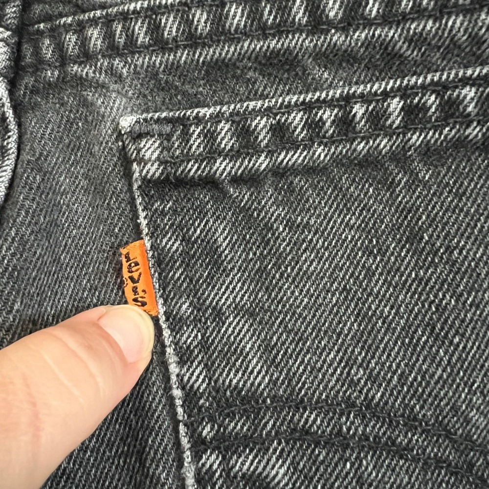 Vintage Orange Tab Levis Mens W 33 L 32 Black Straight Leg - Picture 7 of 8